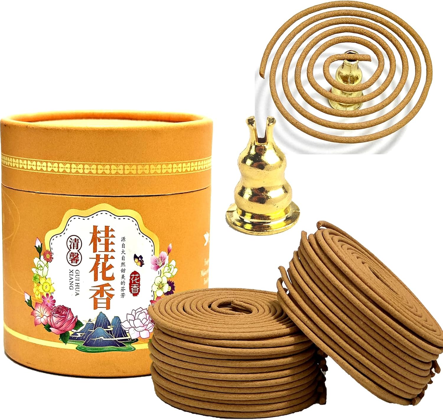 Osmanthus Incense Coils with Holder - 48 PCS Long Lasting Fragrance