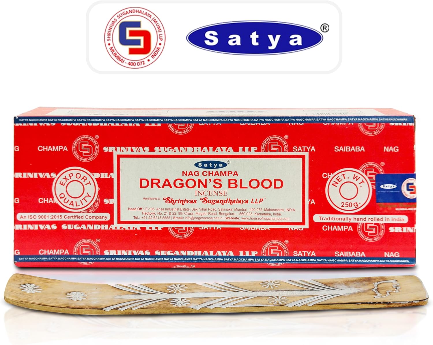 Raajsee Satya Nag Champa Dragon Blood Incense Sticks 250gm Pack with Holder