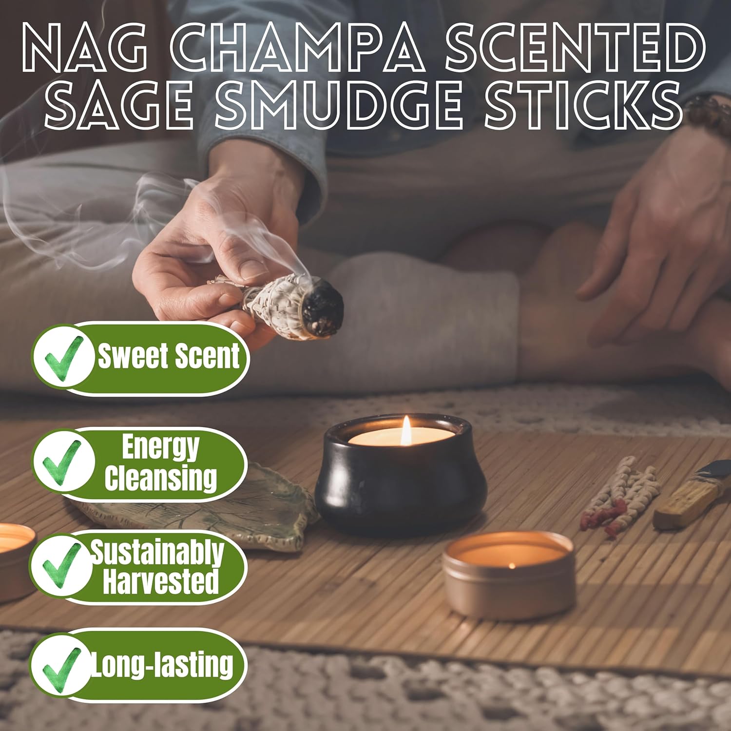 Ancientveda Nag Champa Scented Smudge Sticks 2 Pack