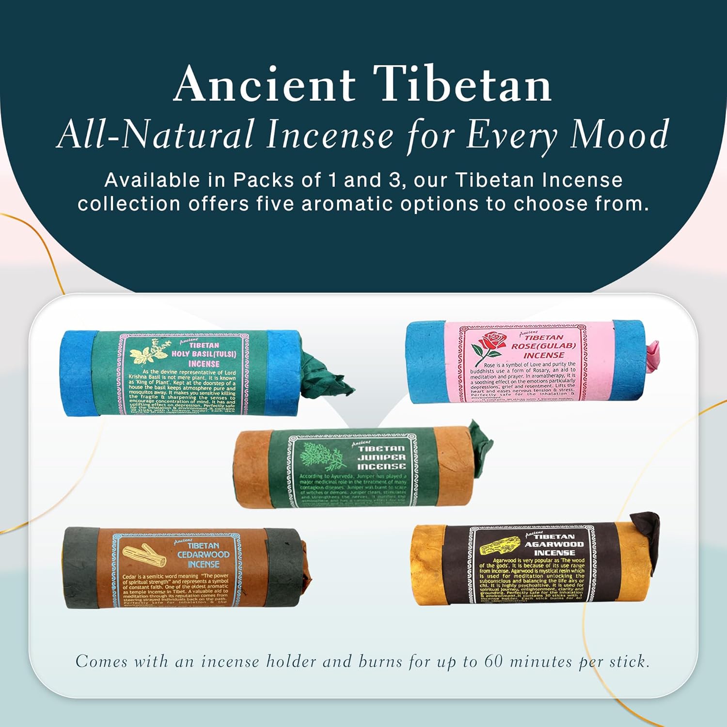 Tibetan Agarwood Incense Pack of 3 for Meditation and Yoga