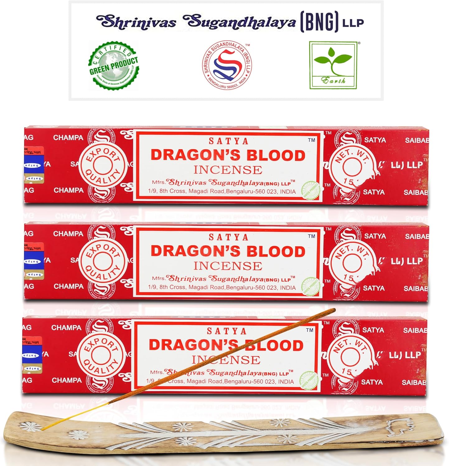 Satya Nagchampa Dragon Blood Incense Sticks 45 GMS with Raajsee Holder
