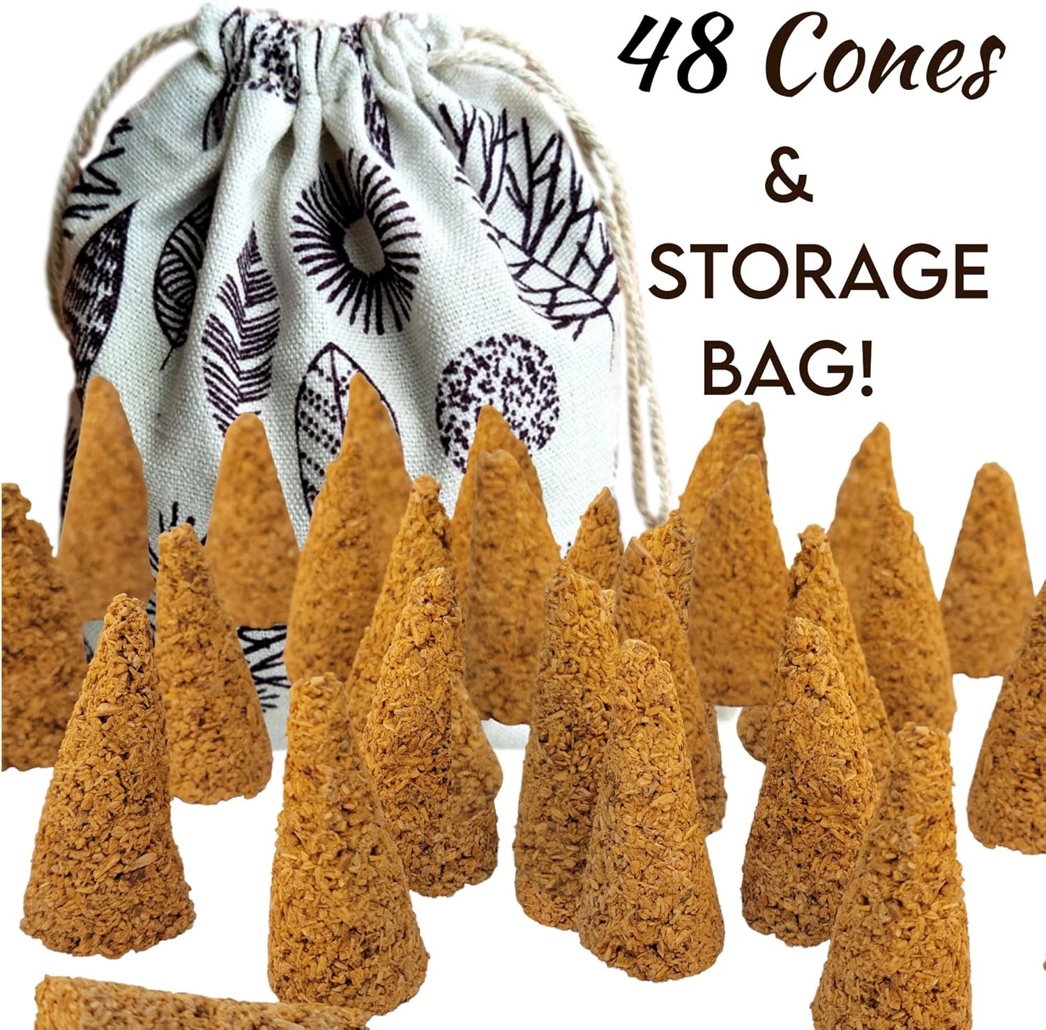 Worldly Finds Palo Santo Cones 48 Pack with Storage Bag