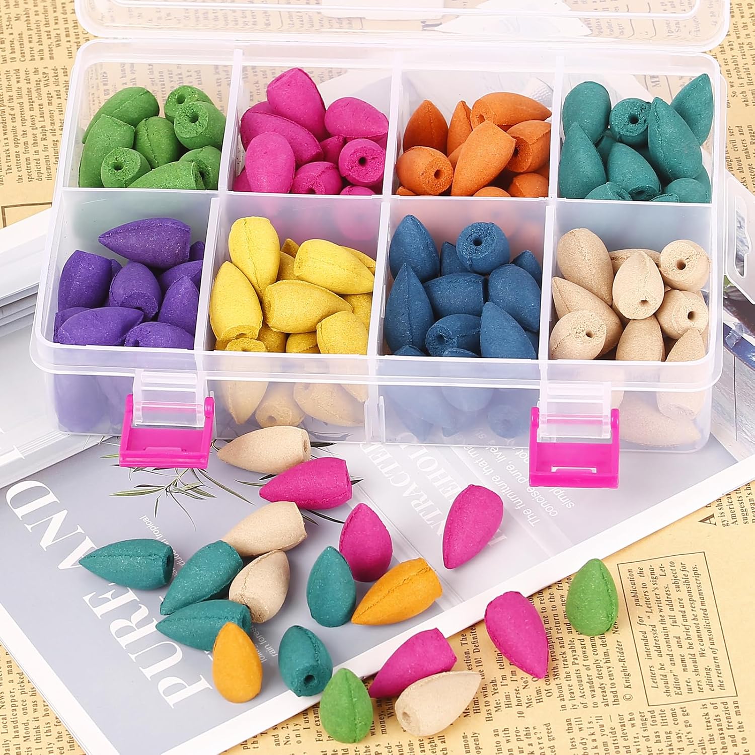 140PCS 8 Mixed Natural Scent Backflow Incense Cones Gift Set