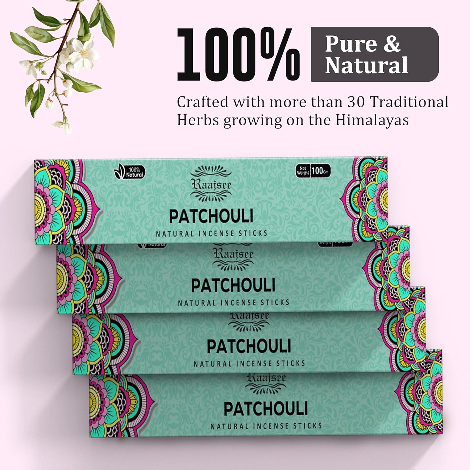 Raajsee Patchouli Incense Sticks 100 Natural Pack of 12