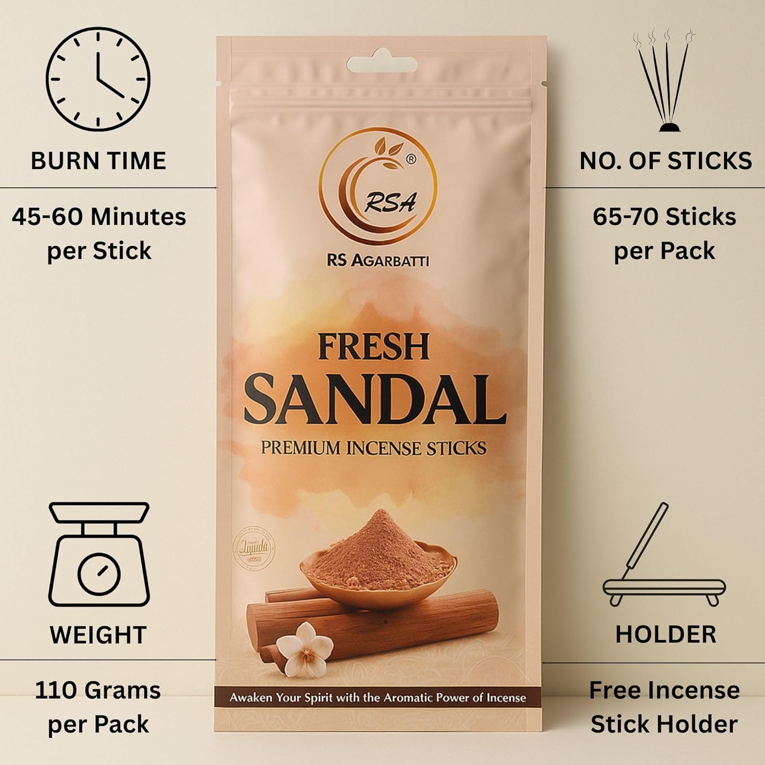 Hashcart Fresh Sandalwood Incense Sticks 65-70 Sticks Pack