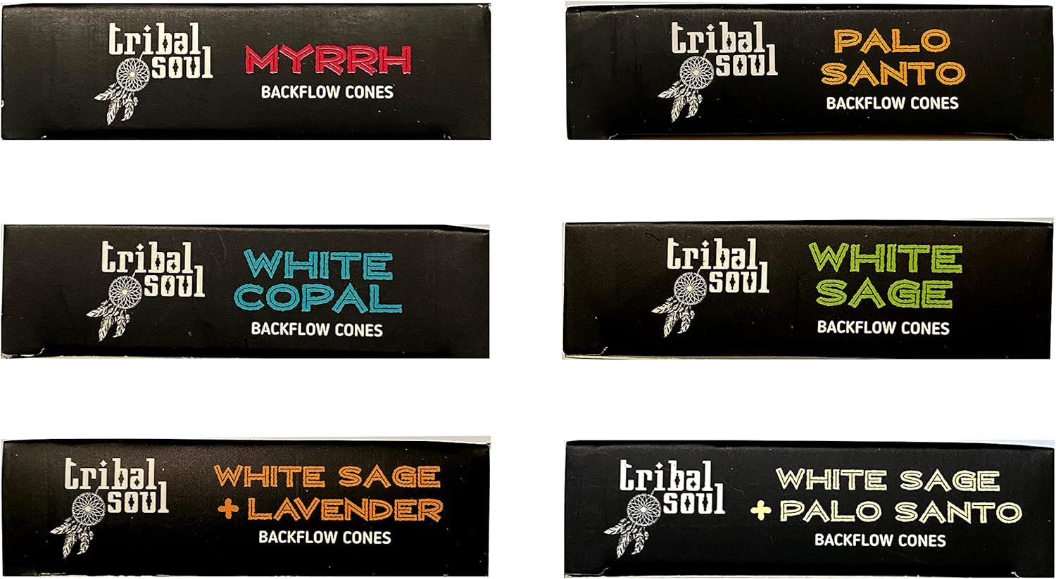 Tribal Soul Back Flow Incense Cones - 60 Cones with 6 Scents Sampler