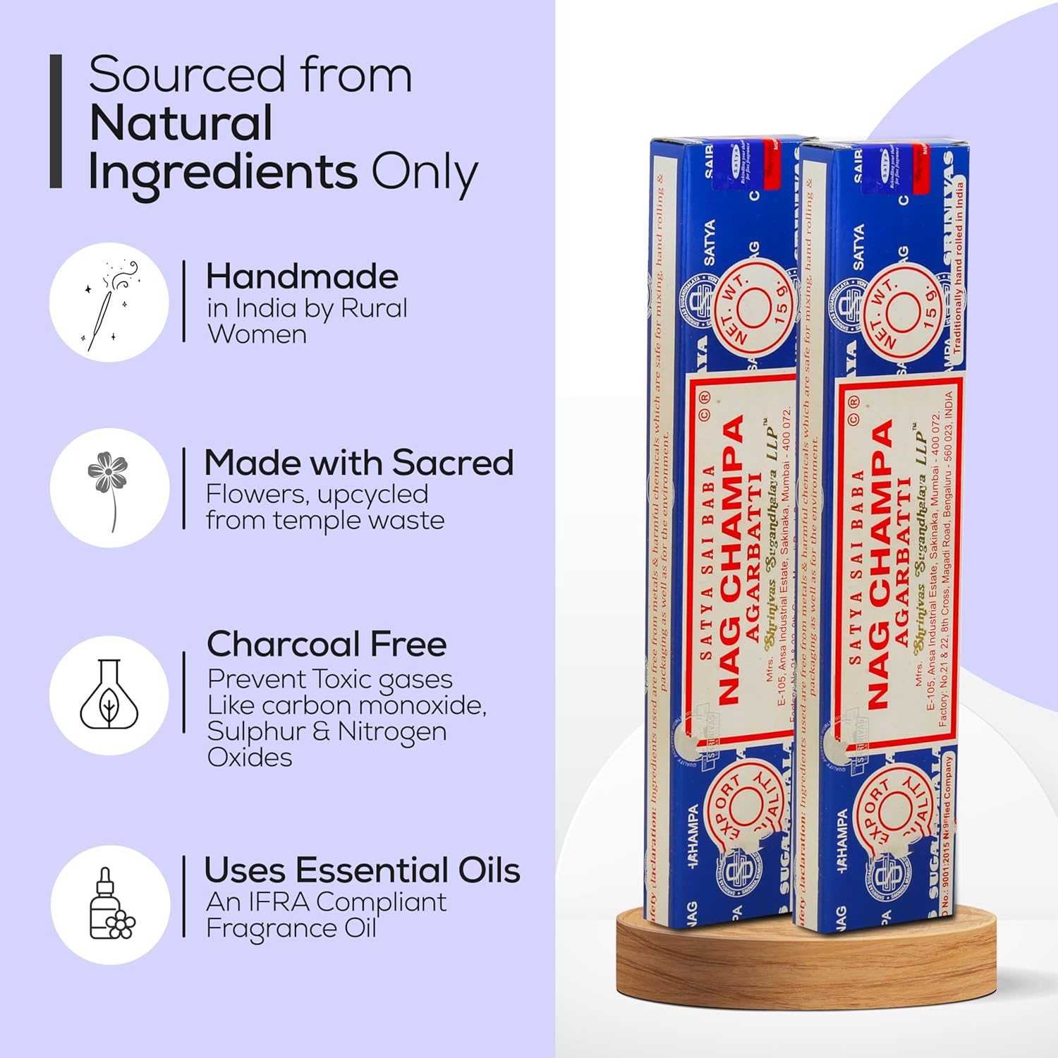 Satya Nag Champa Incense Sticks 180 Gm with Holder
