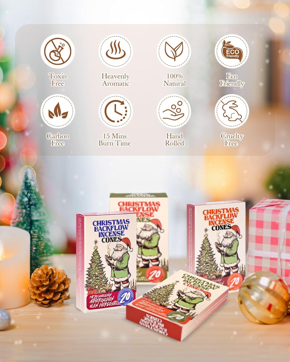 Christmas Scented Backflow Incense Cones 80 Total