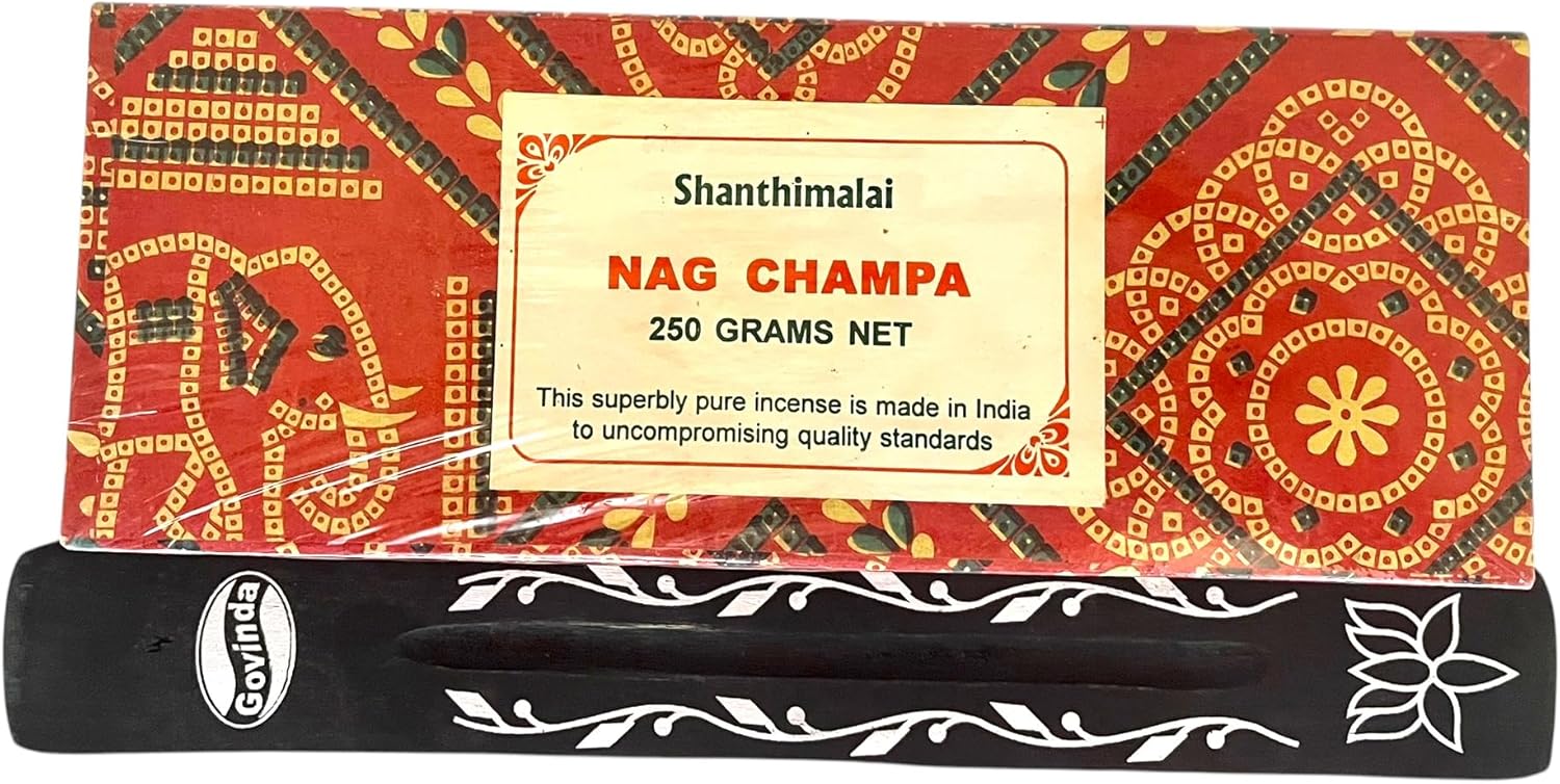 Govinda Shanthimalai Red Nag Champa 250 Grams and Holder