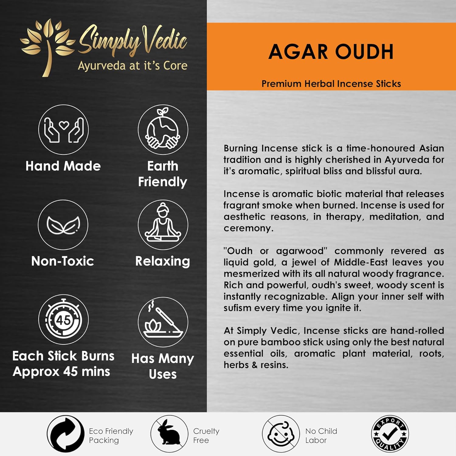 Premium Agar Oudh Incense Sticks with Holder - 135 Sticks 250 Grams