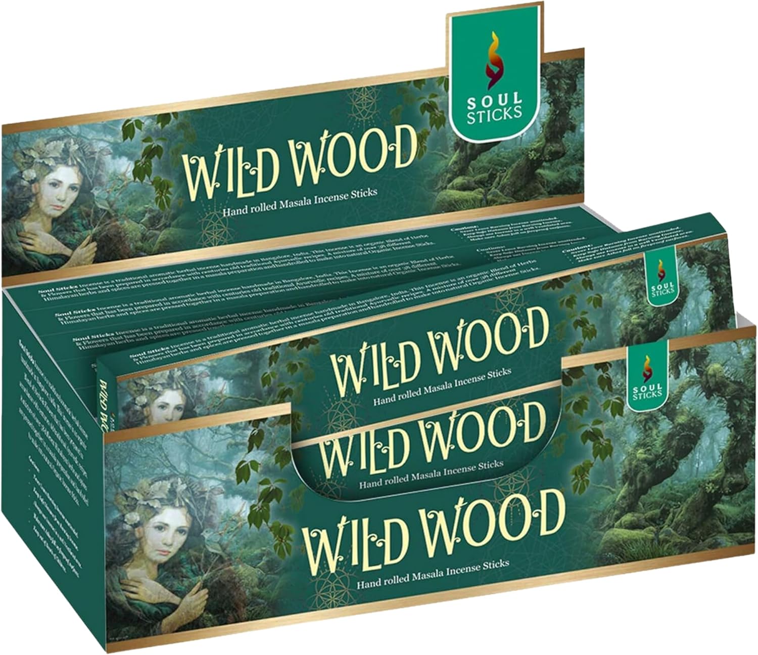Soul Sticks Natural Incense Sticks Wild Wood 180 Gram Box