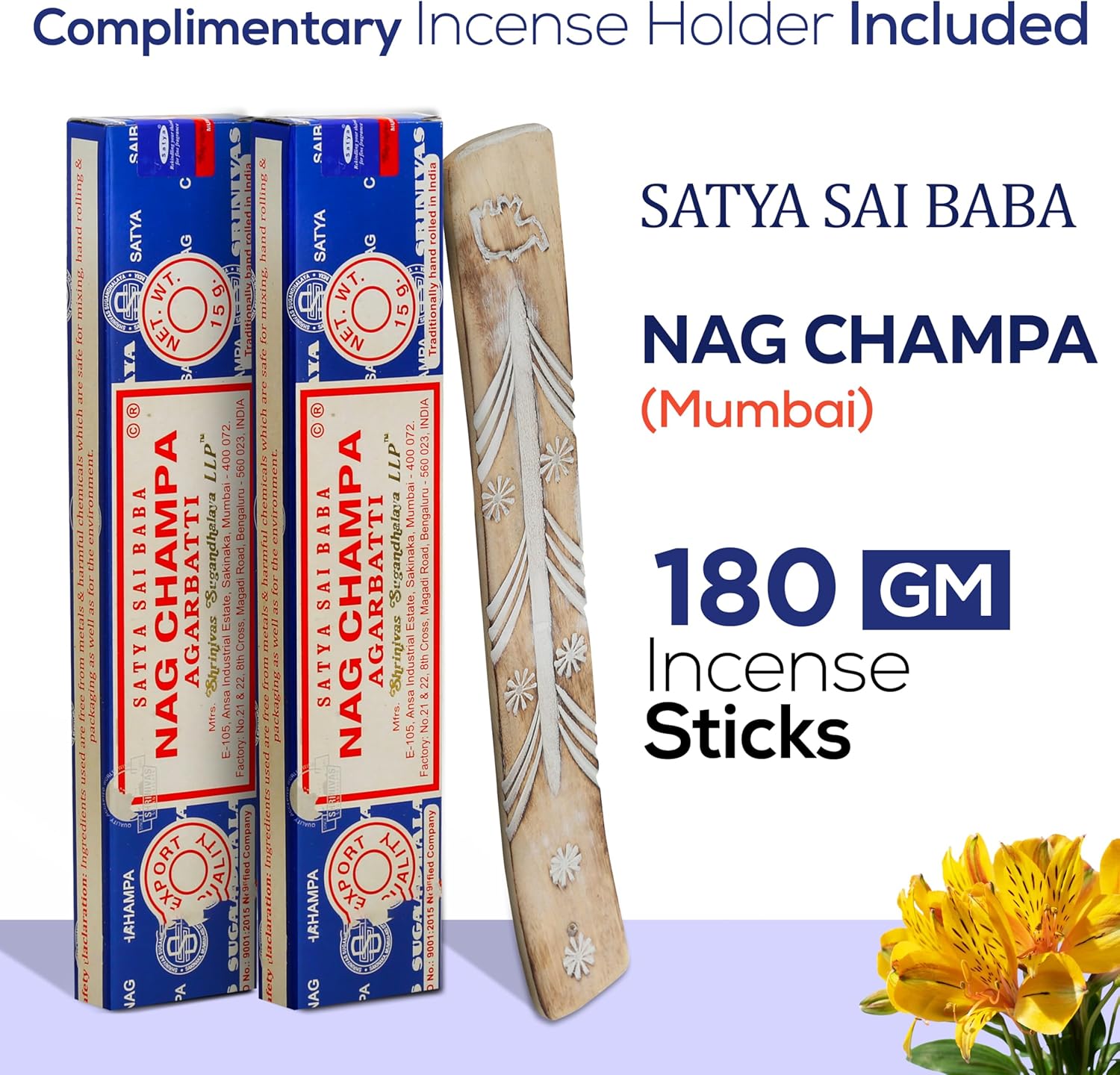 Satya Nag Champa Incense Sticks 180 Gm with Holder