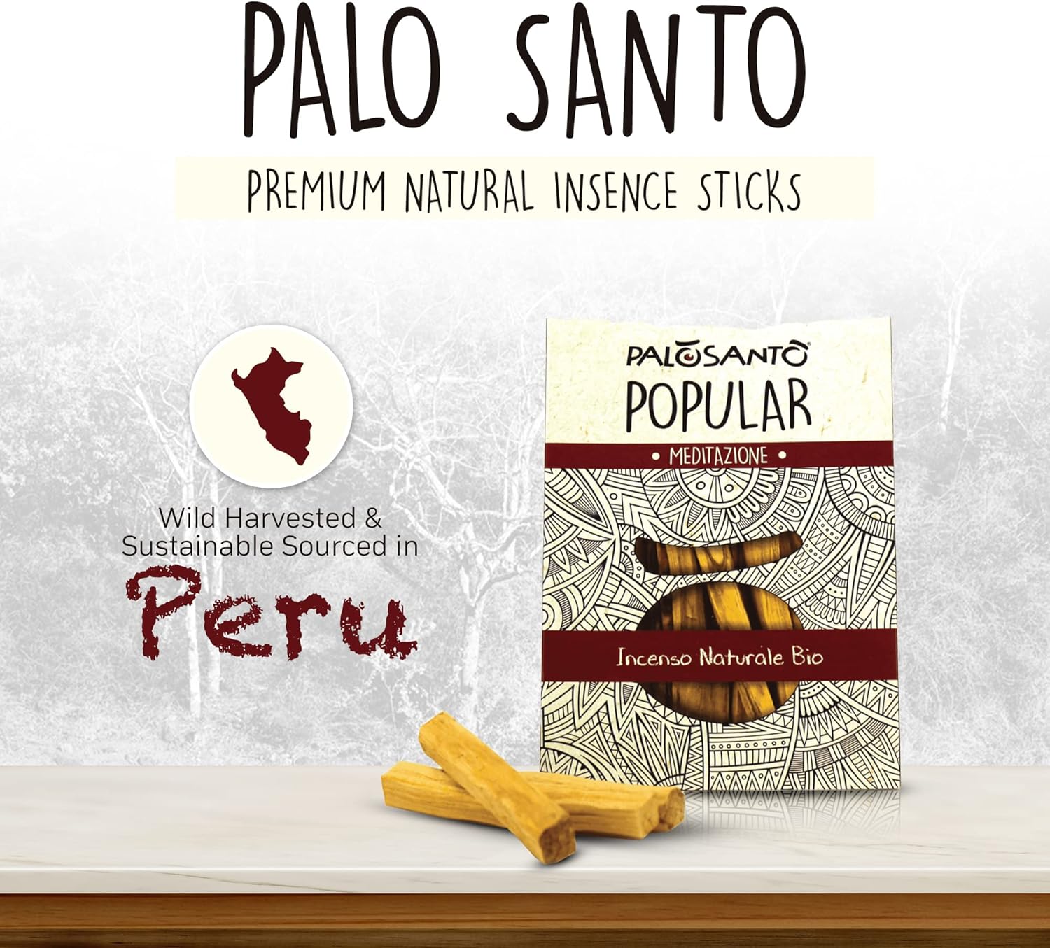 PALOSANTO - Organic Palo Santo Incense Sticks for Meditation and Stress Relief