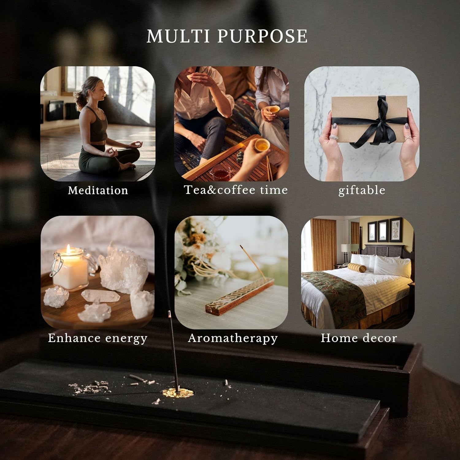 TUDMOEOL 200Pcs Natural Incense Sticks for 30 Mins with Lid Holder
