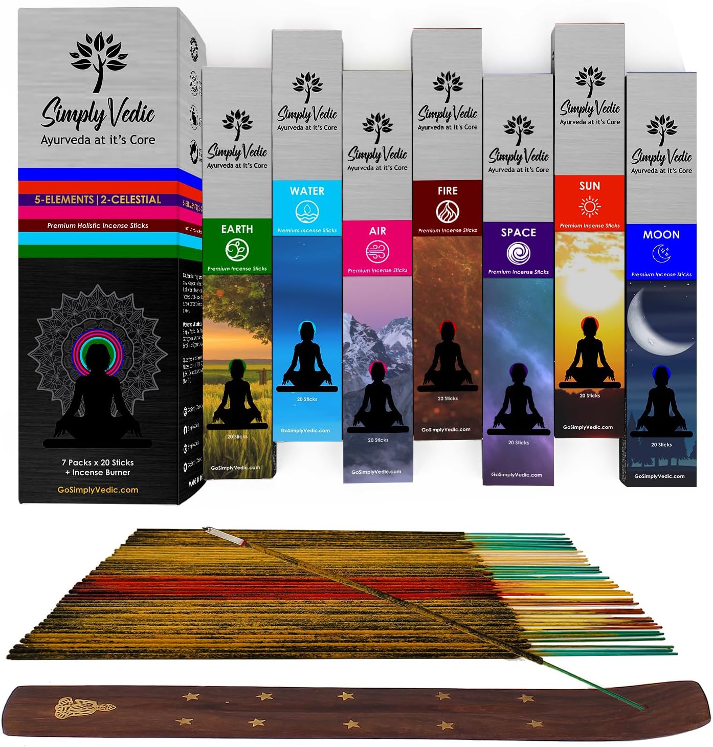 Simply Vedic Premium 5 Elements Incense Sticks Set