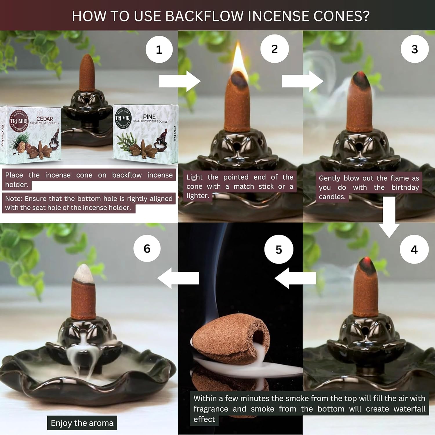 TRUMIRI Backflow Incense Cones - 20 Pack