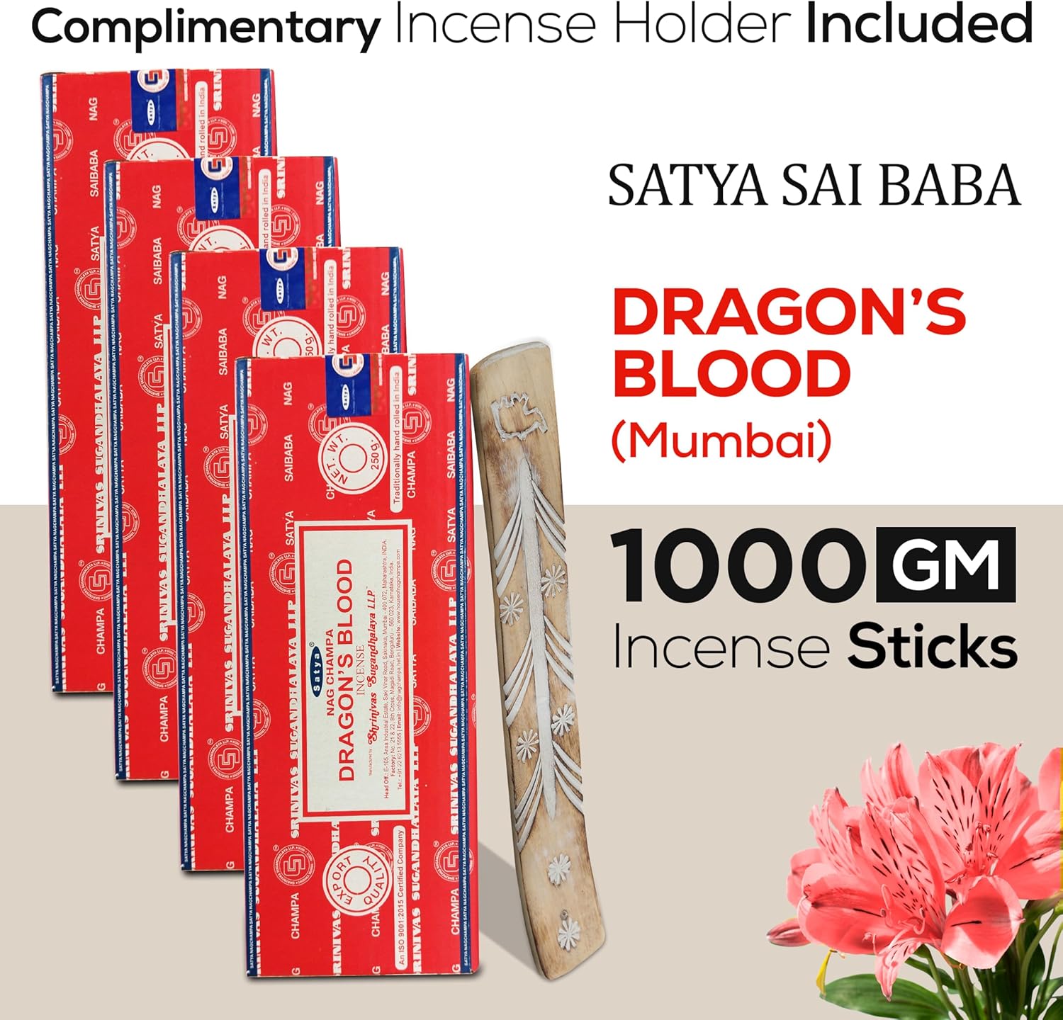 Raajsee Satya Nag Champa Dragon Blood Incense Sticks 4 Pack