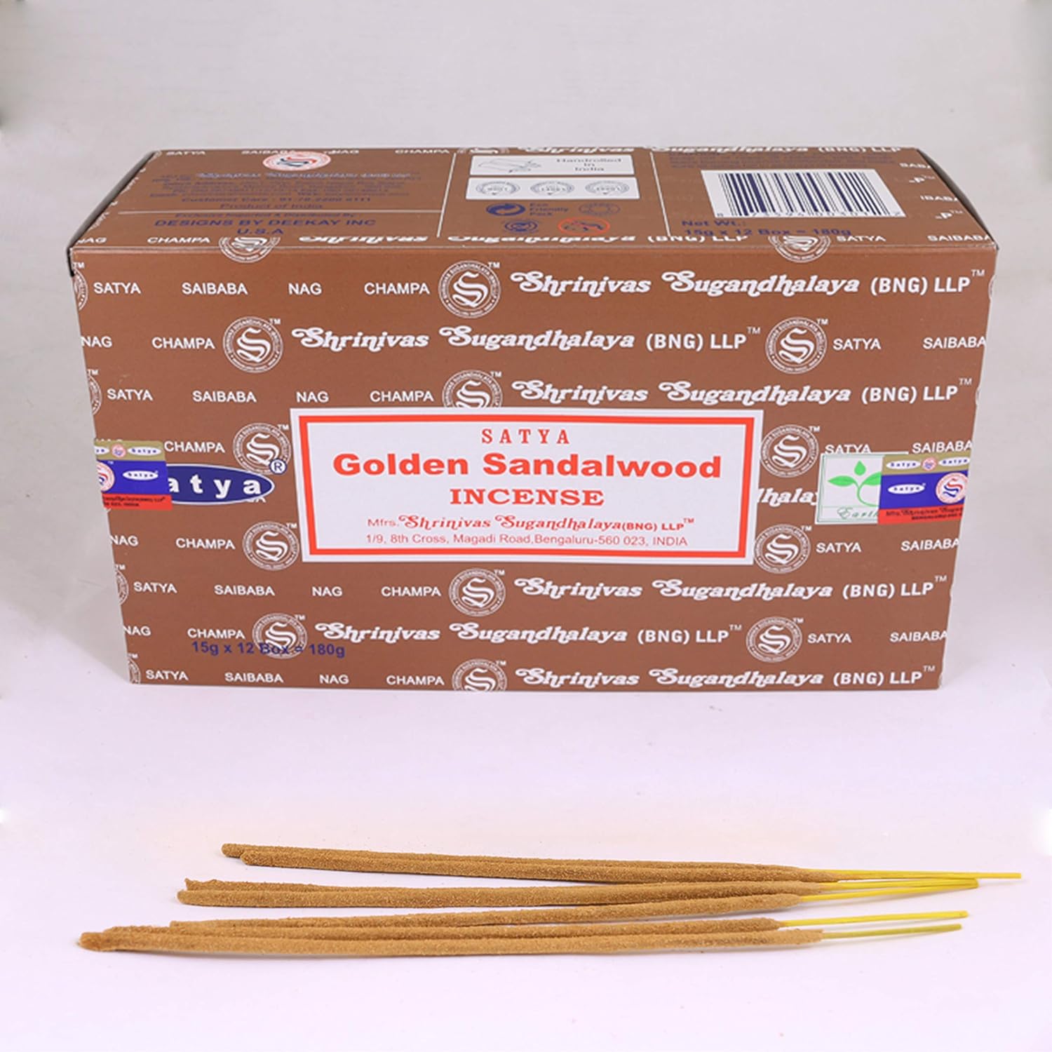 Satya Nag Champa Incense Sticks 12 Pack Golden Sandalwood