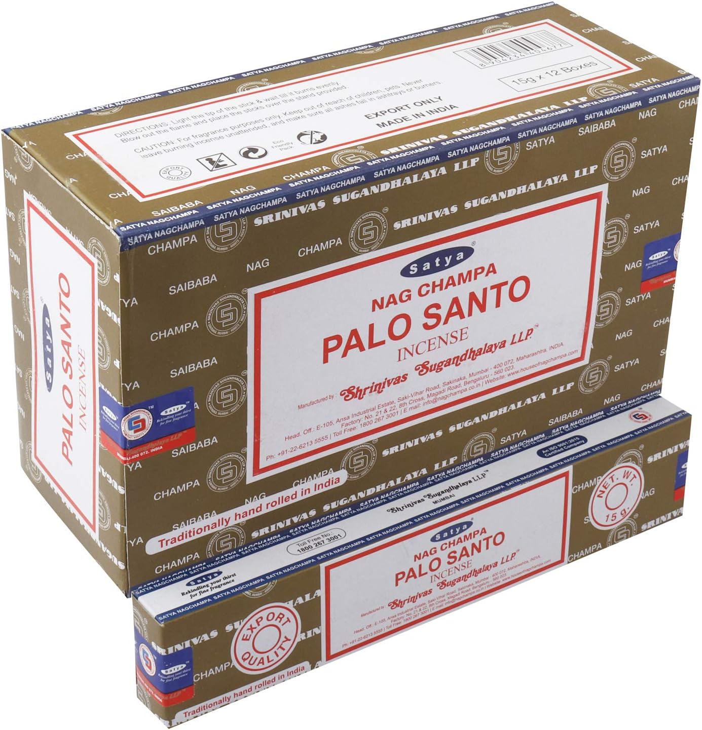 Satya Nag Champa Palo Santo Incense Sticks 12 Packs