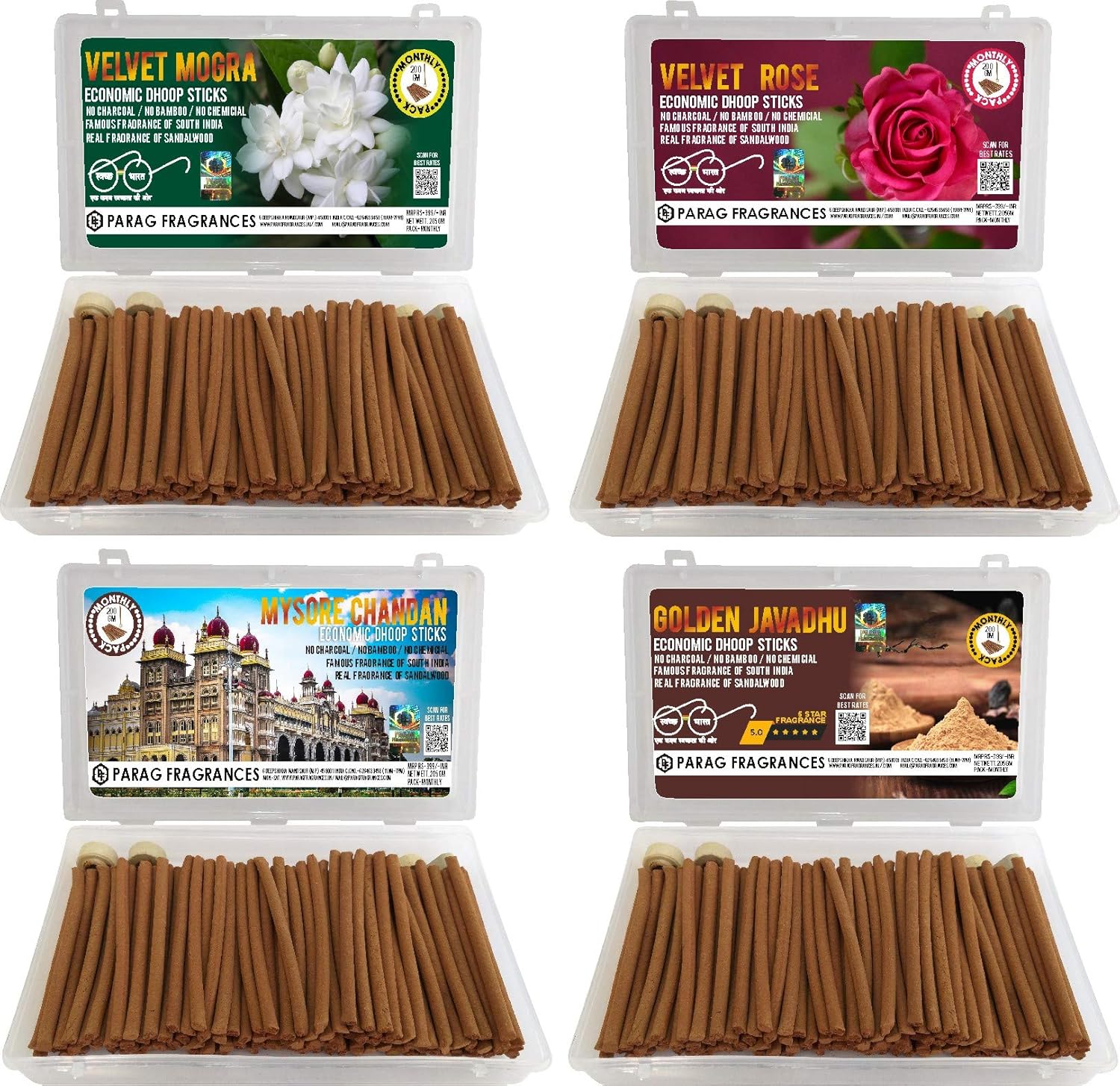 Parag Fragrances Musk Amber Premium Dhoop Sticks 100gm Monthly Pack