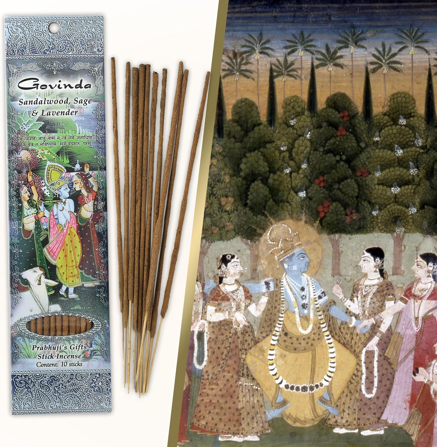 Prabhujis Gifts Spiritual Incense Sticks - Sandalwood Sage Lavender - 3 Packs