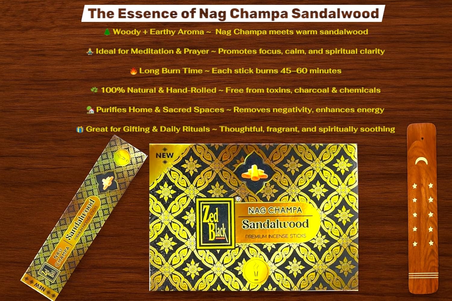 Premium Nag Champa Sandalwood Incense Sticks 15g x 12 Pack