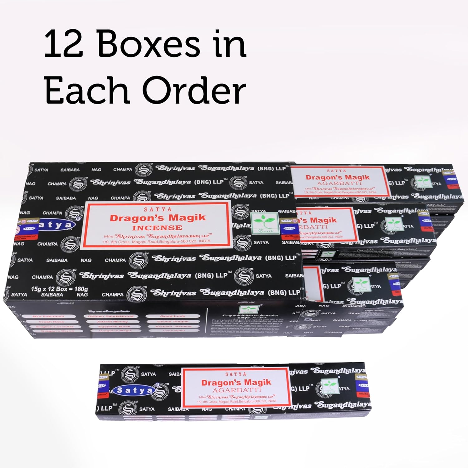 Satya Nag Champa Incense Stick Packs - Set of 12 15g Each - Non Toxic for Meditation Yoga Home Fragrance Gift