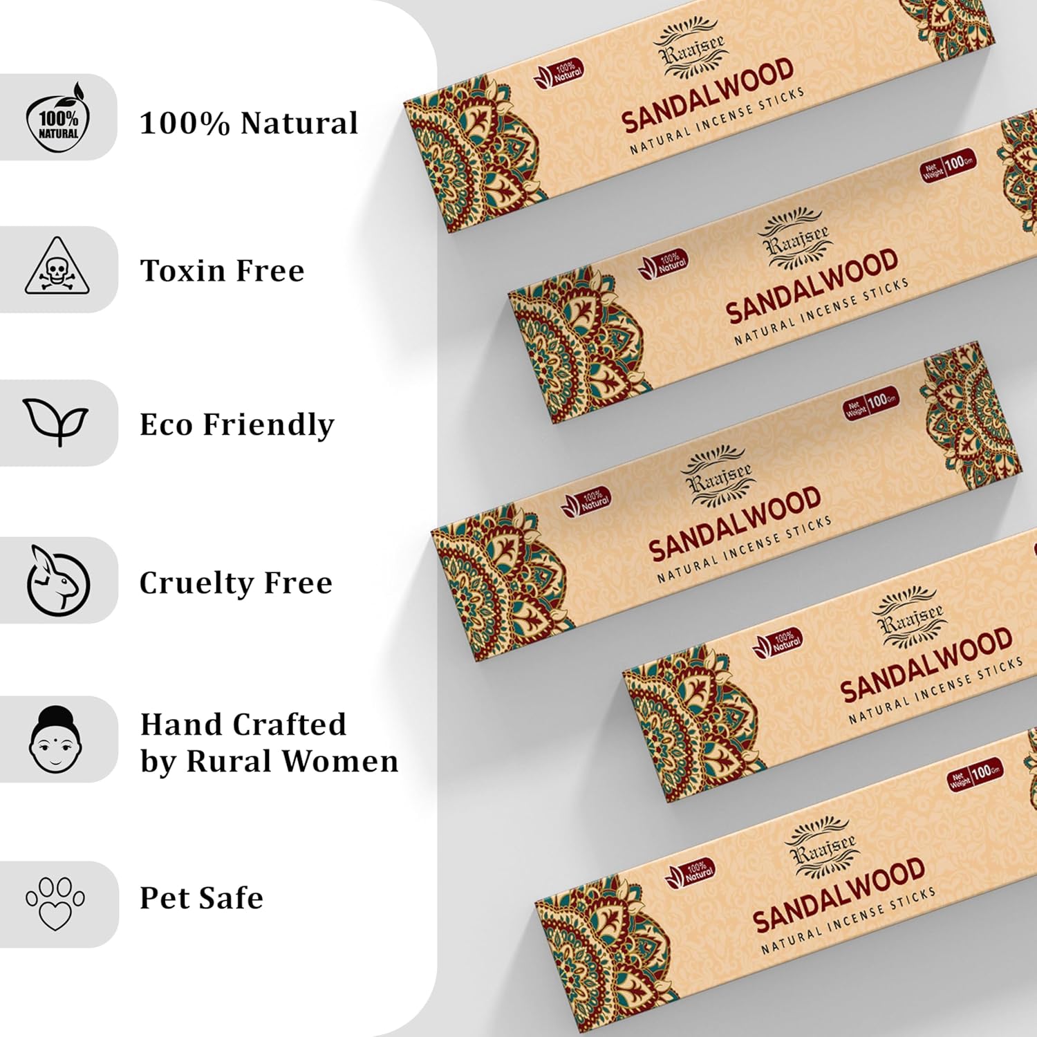 Raajsee Sandalwood Incense Sticks Pack of 12 180 gm