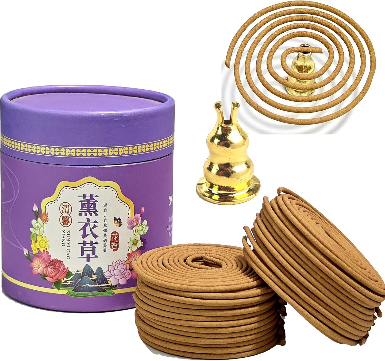 Lavender Coils Incense 48 PCS with Holder Burner