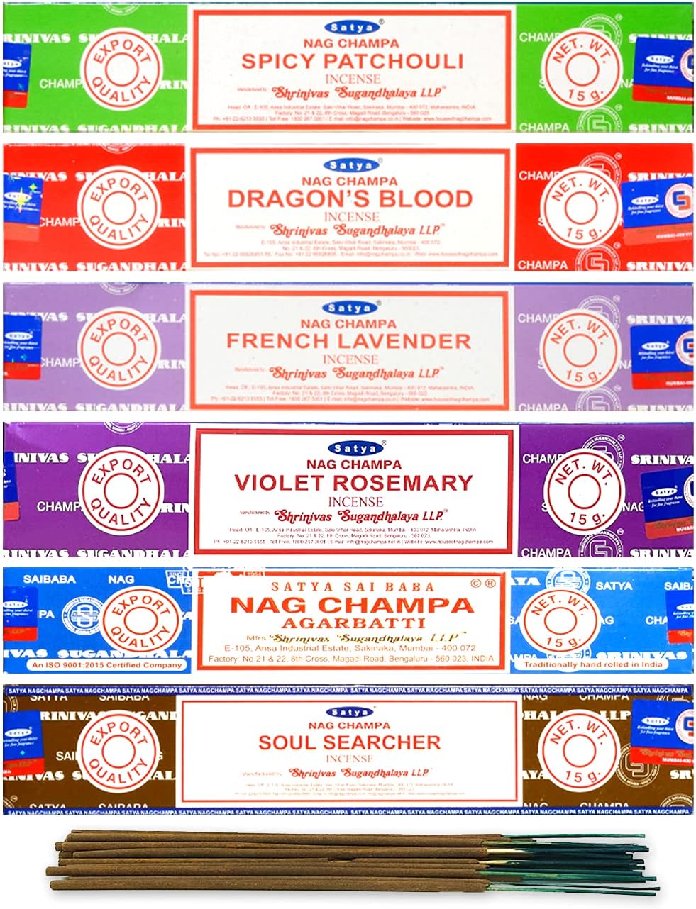 Satya Organic Incense Sticks - 6 Pack Gift Set