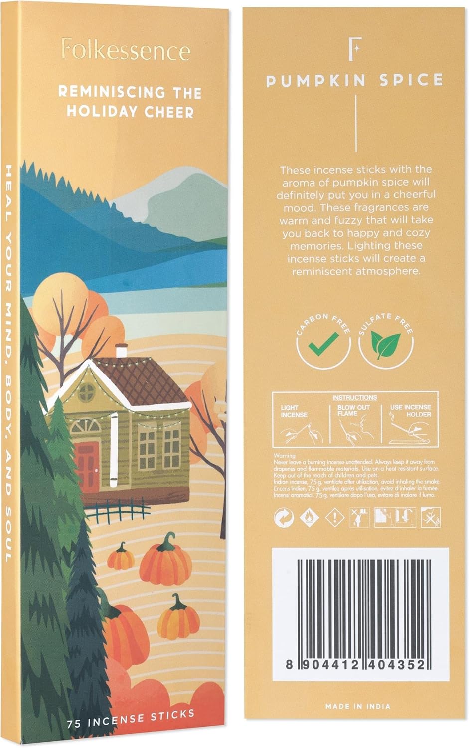 Folkulture Pumpkin Spice Incense Sticks Pack of 75