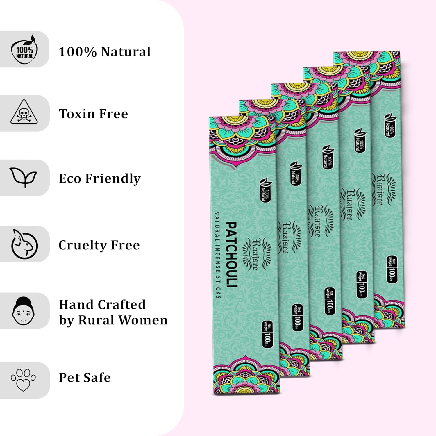 Raajsee Patchouli Incense Sticks 100 Natural Pack of 12