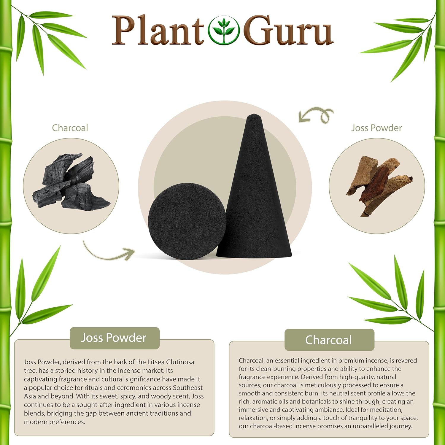 50 Natural Charcoal Incense Cones for DIY Aromatherapy