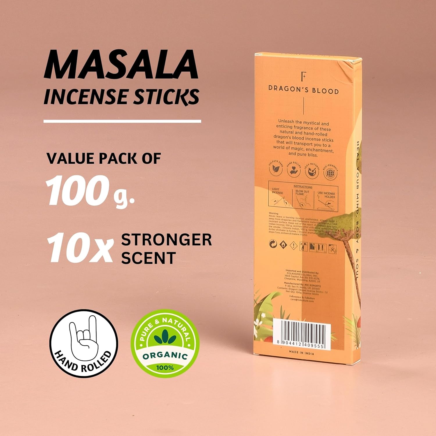 Folkculture Dragons Blood Organic Incense Sticks