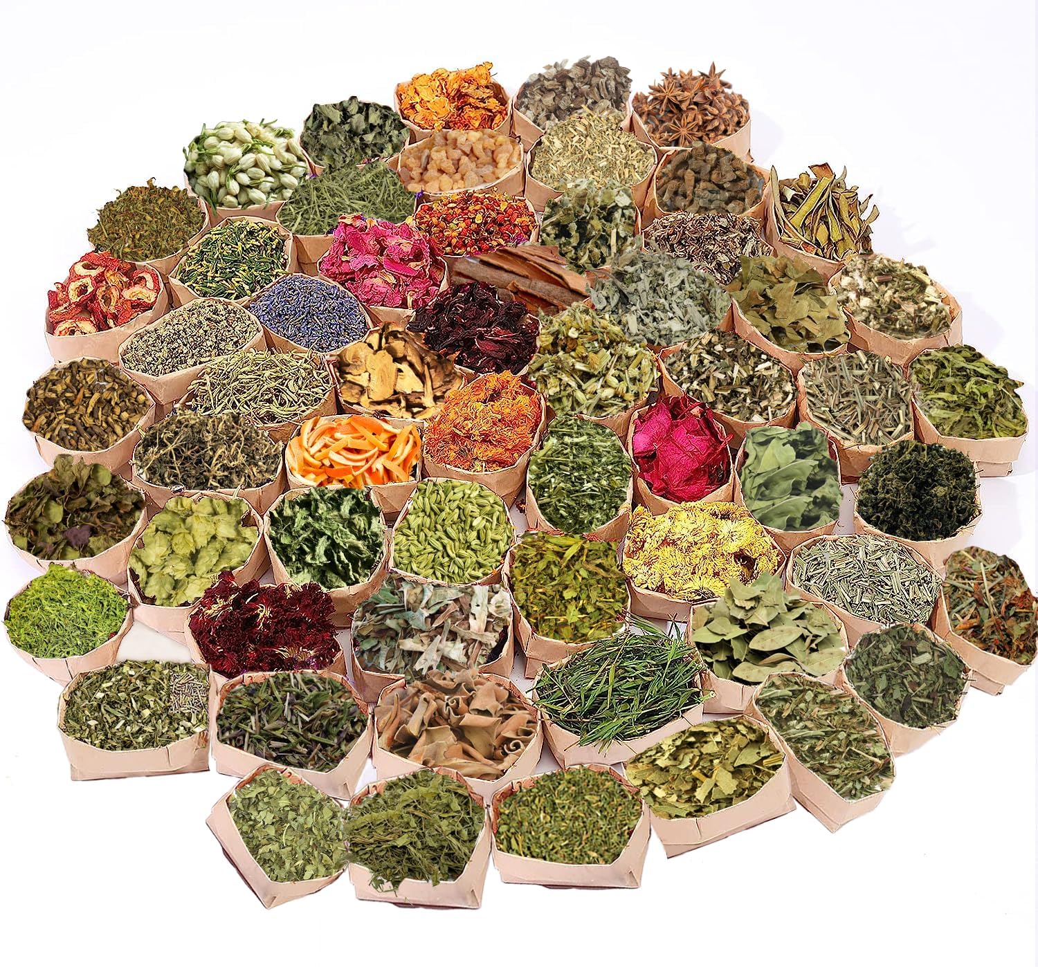 60Pcs Dried Herbs and Flowers for Witchcraft Rituals and Altar Supplies