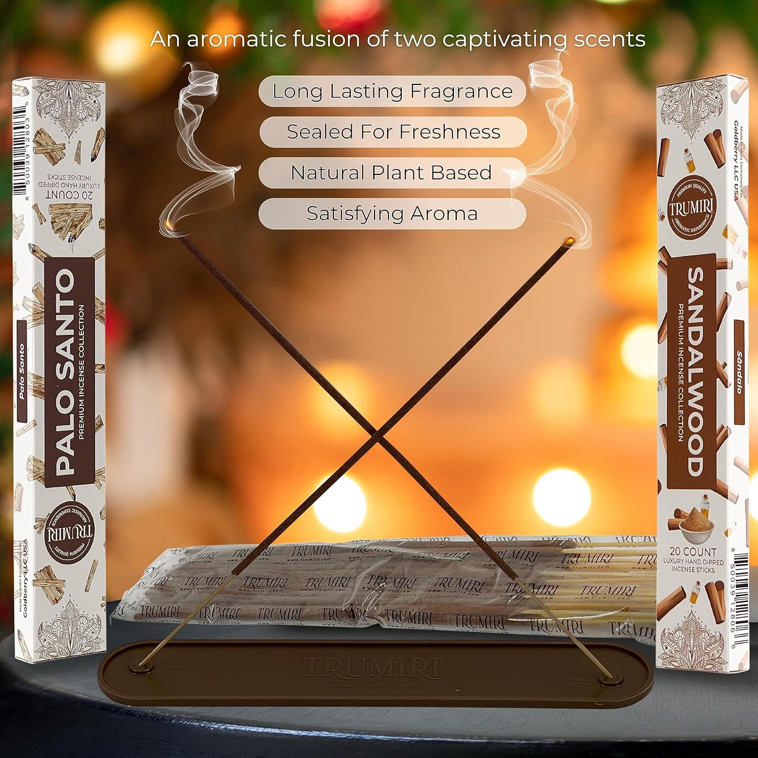 Trumiri Organic Incense Sticks - 40 Pack 20 Palo Santo 20 Sandalwood