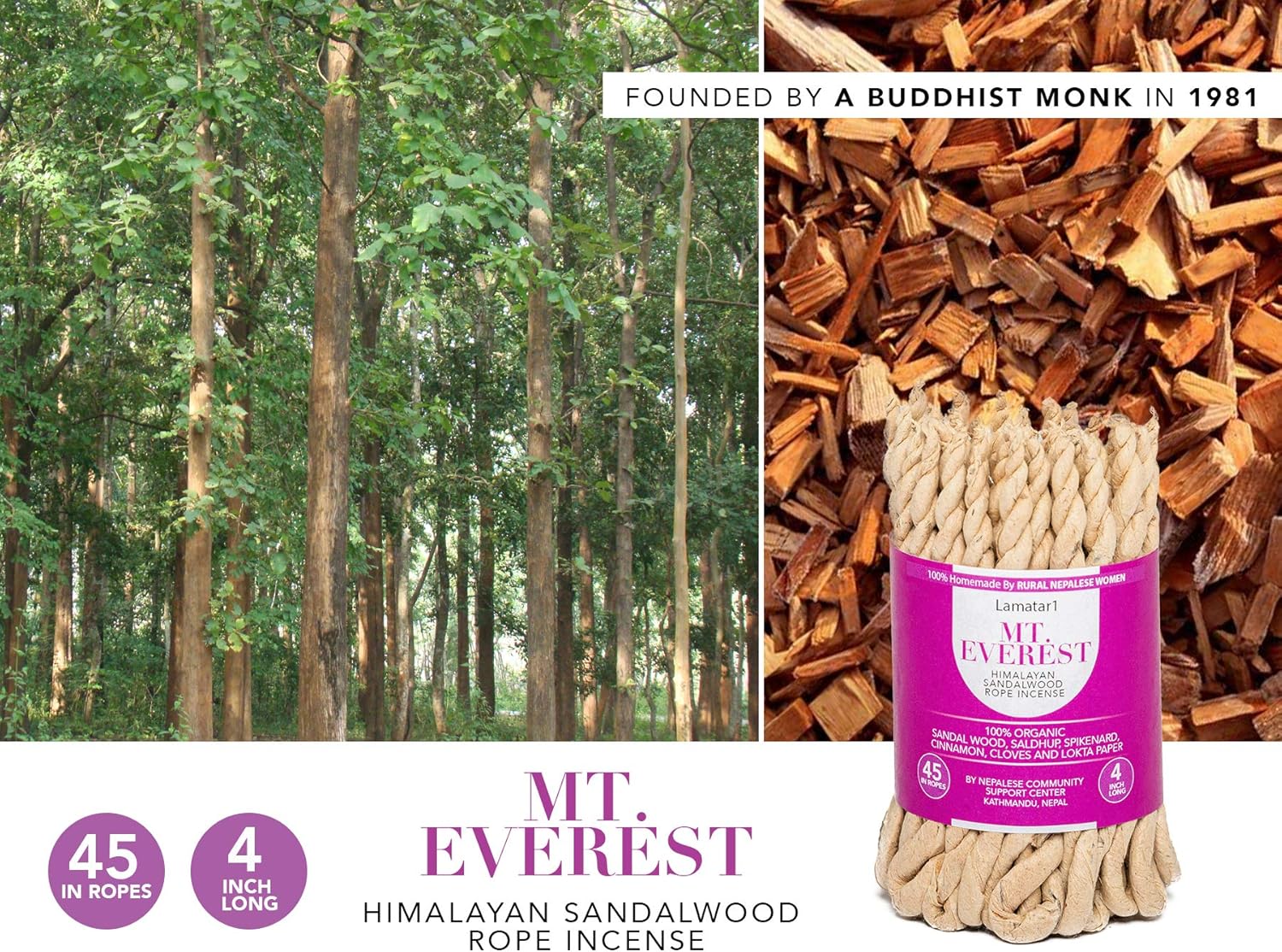 Handmade Himalayan Sandalwood Organic Tibetan Rope Incense from Nepal