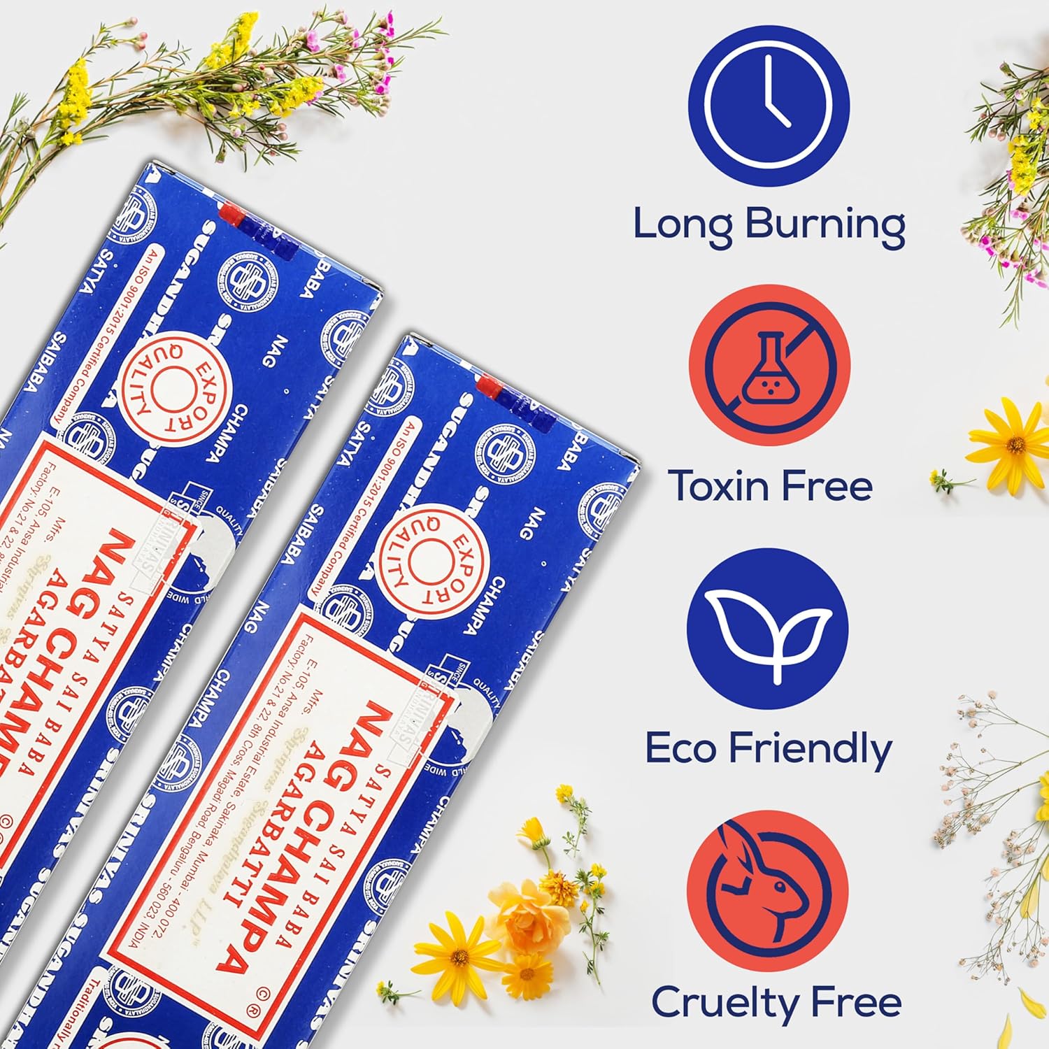 Satya Nag Champa Incense Sticks 2 Pack 200 GMS with Raajsee Holder