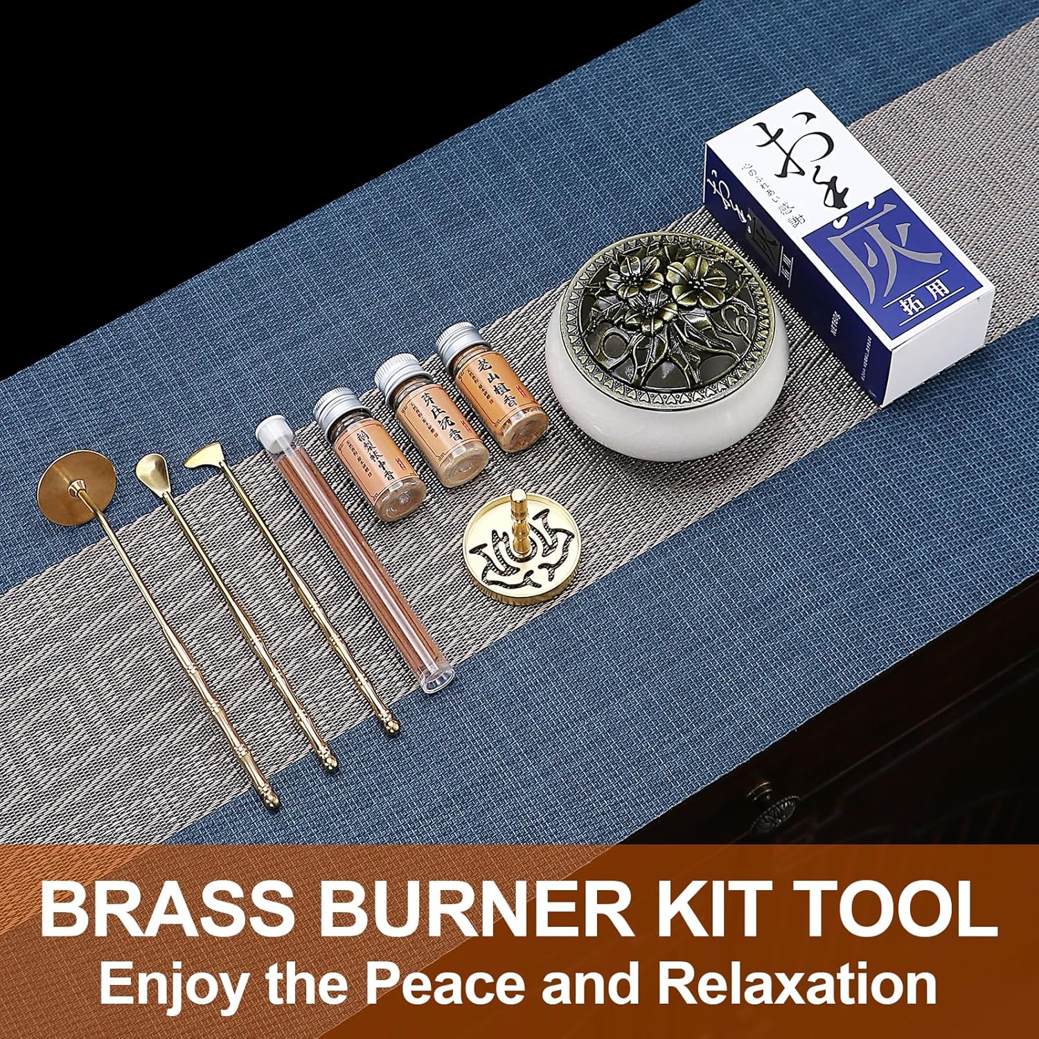 Relchane Brass Powder Incense Burner Kit 10 Pcs