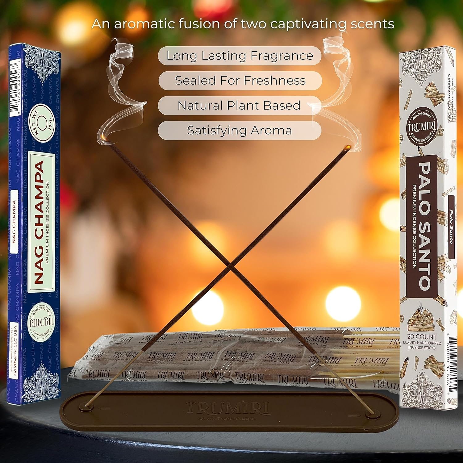 Trumiri Incense Sticks - 35 Pack with 15 Nag Champa and 20 Palo Santo