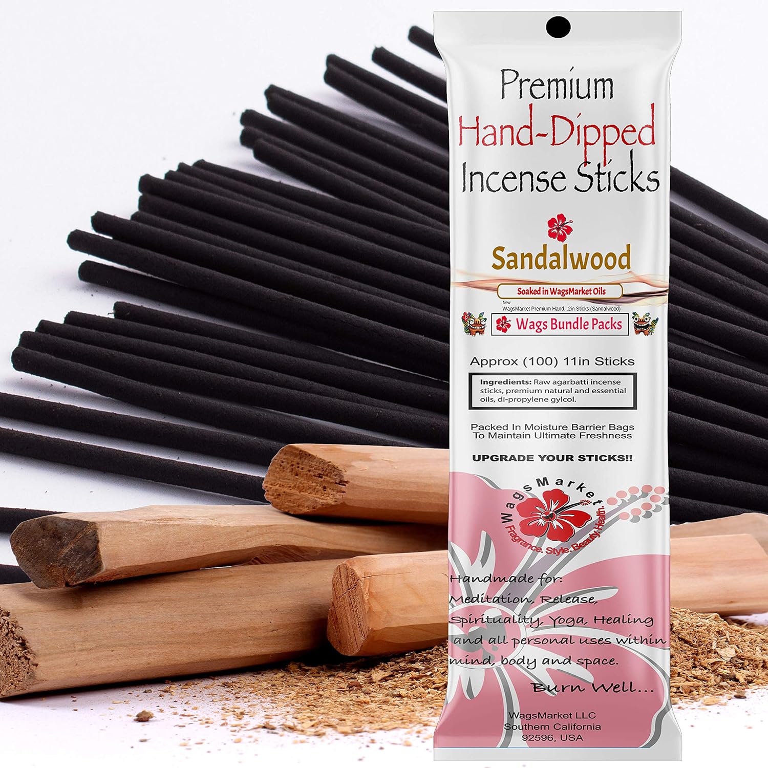WagsMarket Premium Hand Dipped Sandalwood Incense Sticks