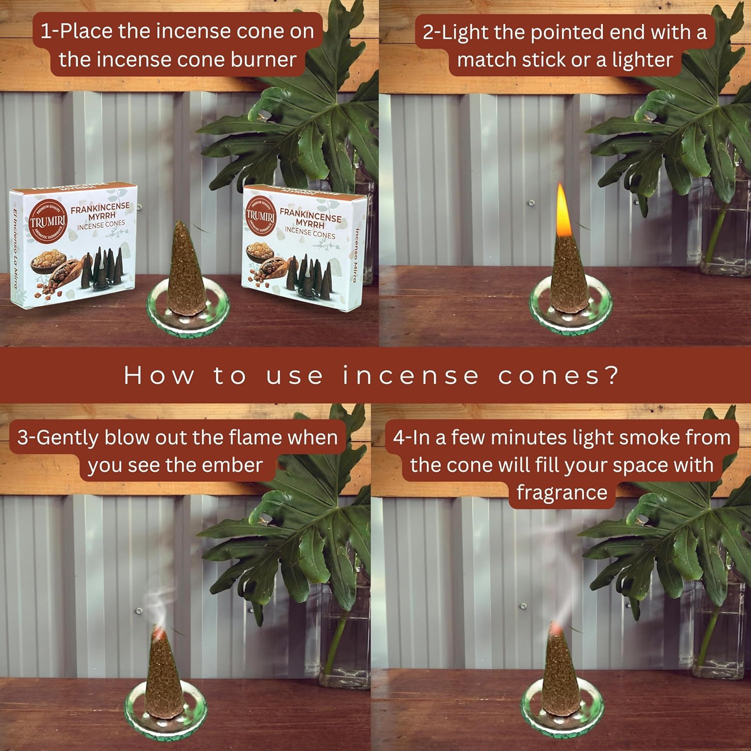 TRUMIRI Frankincense Myrrh Incense Cones 20 Pack