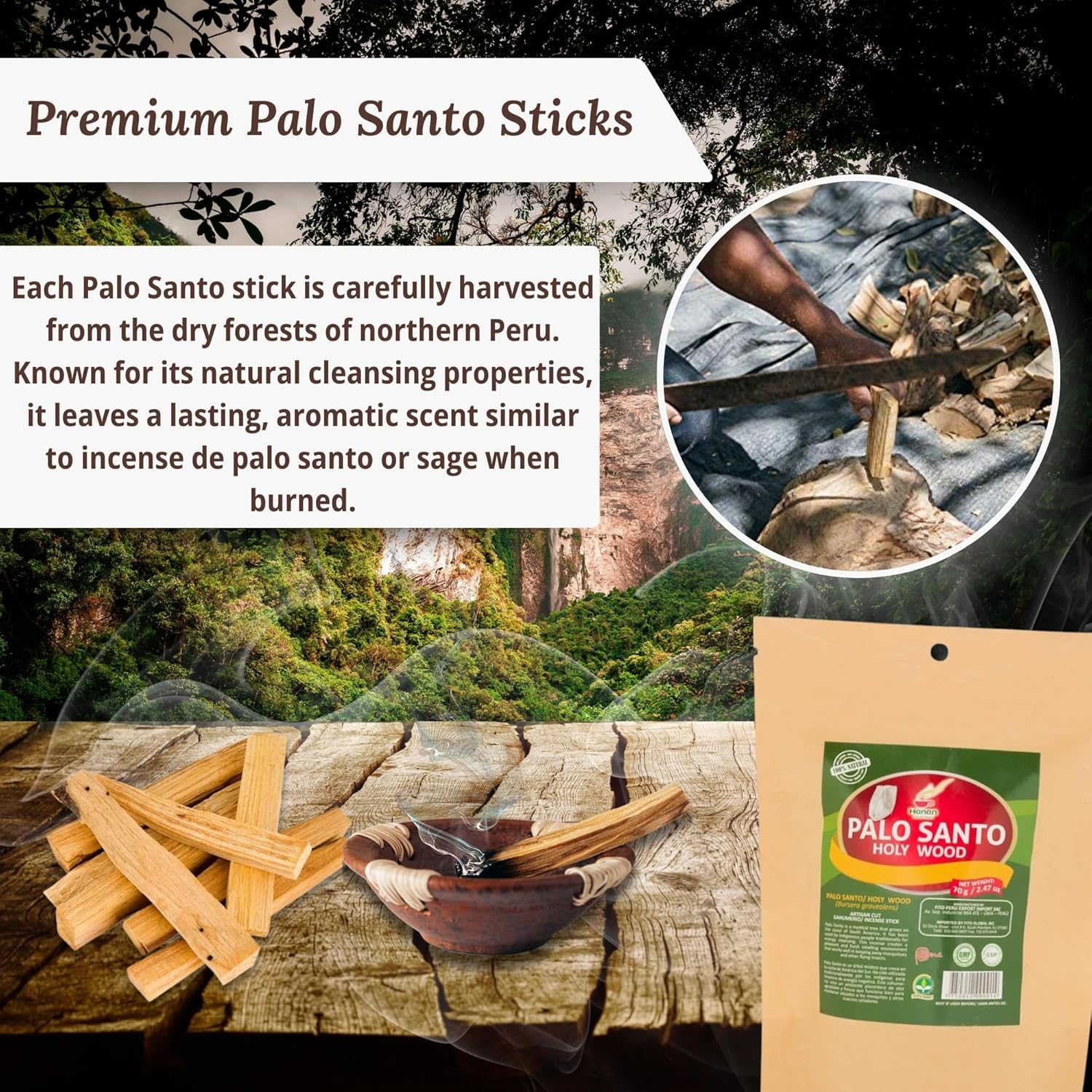 Hanan Palo Santo Sticks 25oz Natural Incense