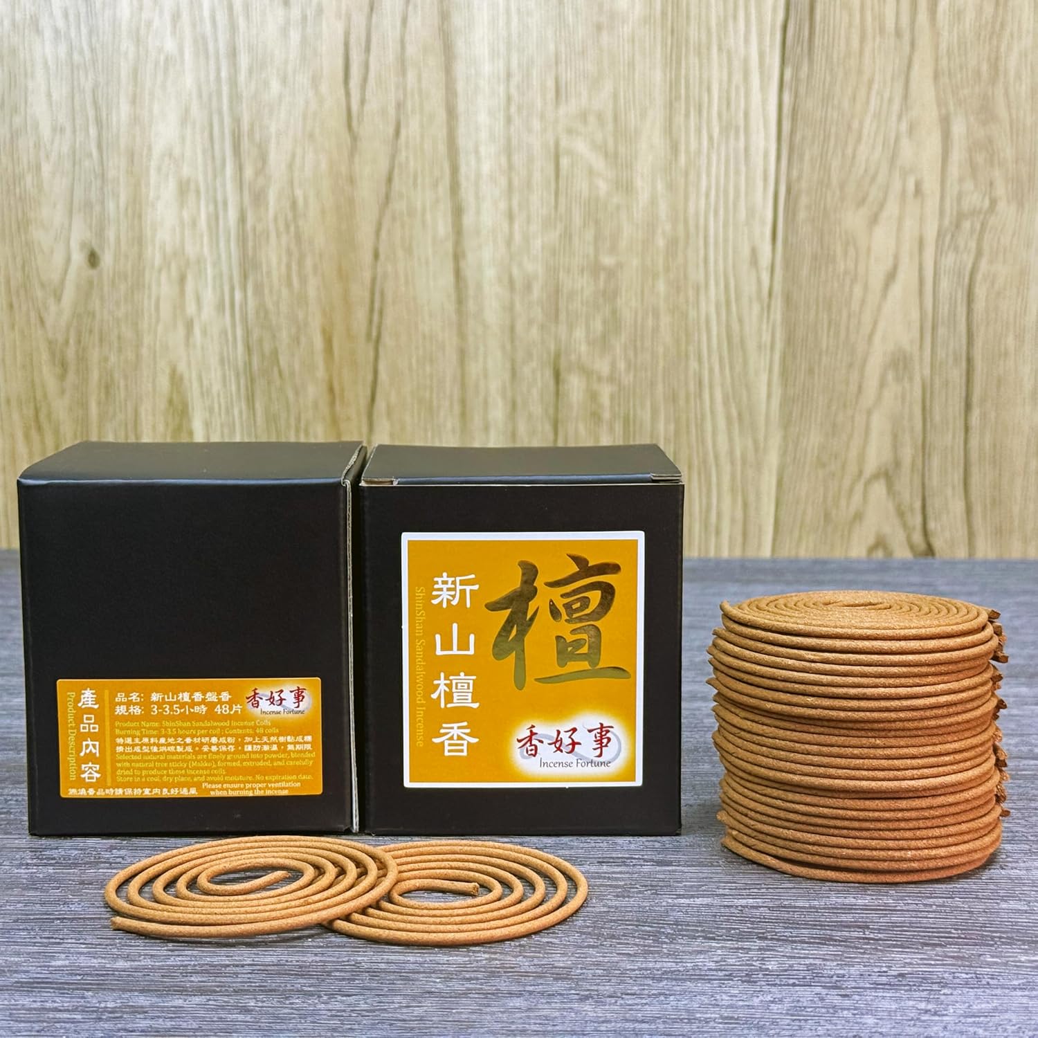 ShinShan Sandalwood Incense Coils 48pcs - Taiwan Style for Meditation and Yoga