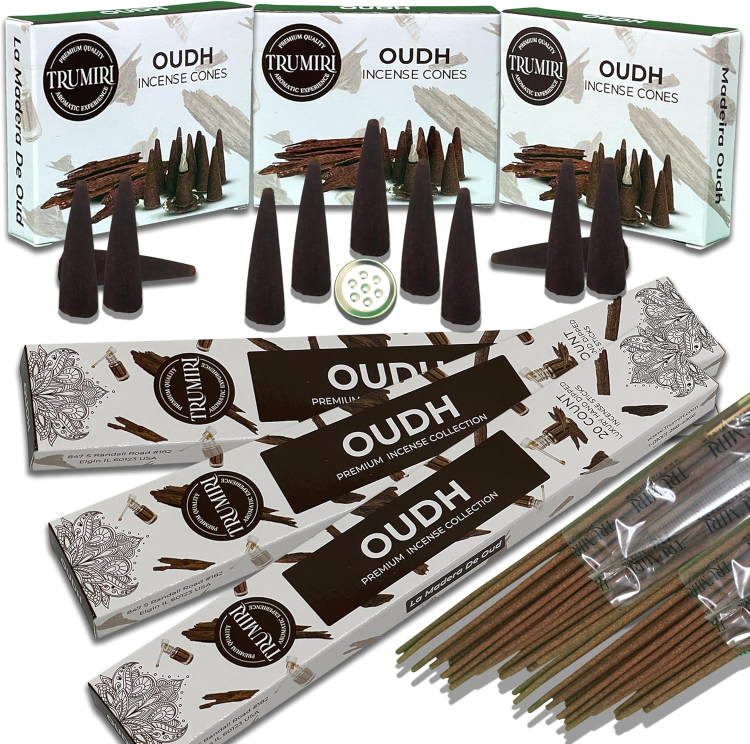 TRUMIRI Oud Incense Sticks Cones Combo Pack