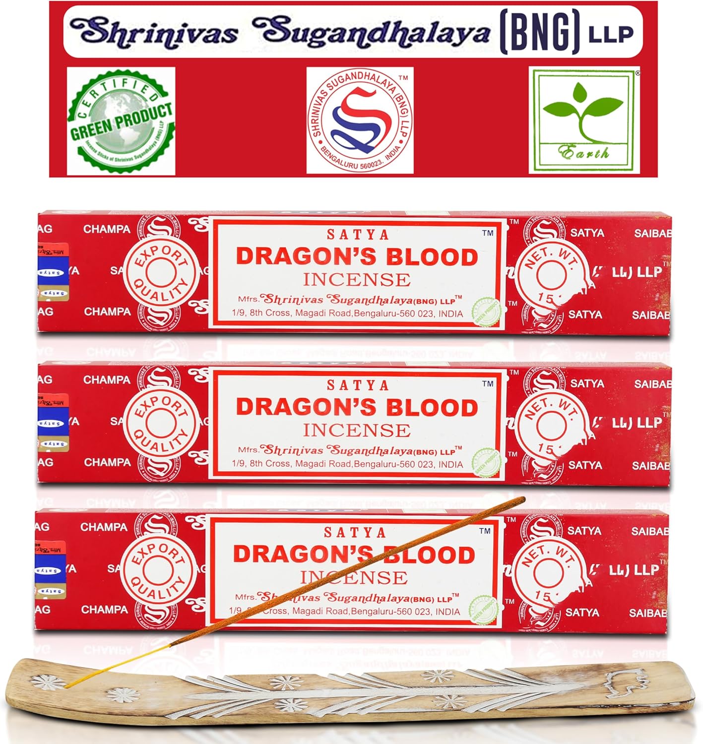 Satya Nagchampa Dragon Blood Incense Sticks 45 GMS with Raajsee Holder
